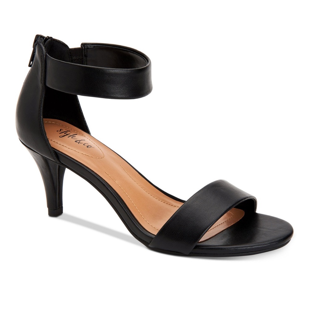 Style & Co. Black Heels with Kitten Heel and Ankle Strap